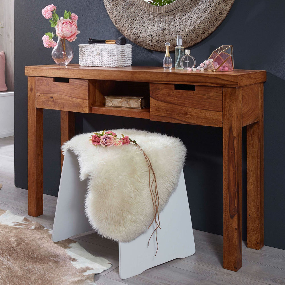 Wadsworth Solid Wood Console Table In Honey Oak Finish