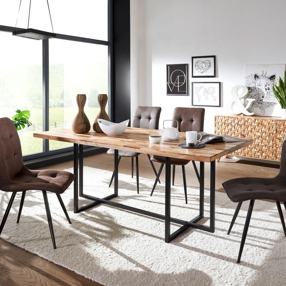 Solid Wood Dining Table With Multiple Bocks Of Mix Wood