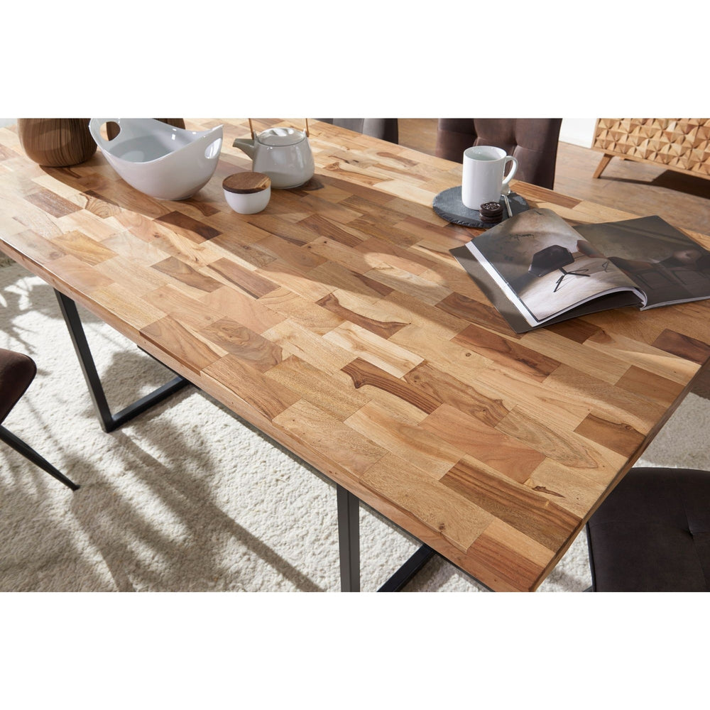 Solid Wood Dining Table With Multiple Bocks Of Mix Wood