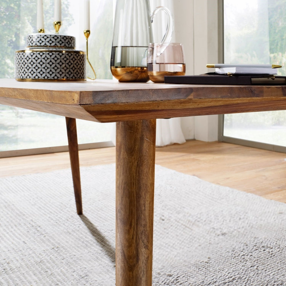 Solid Wood Sheesham Dining Table With Rounded Legs