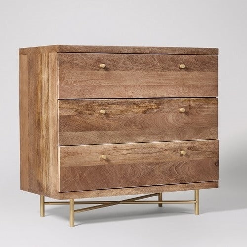 Solid Wood Halle Chest Of Drawer With Brass Stand