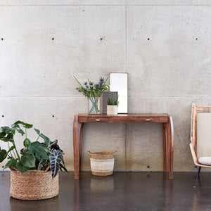 Aldrich Solid Wood Console Table In Honey Oak Finish