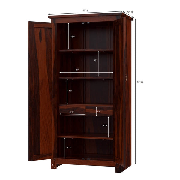 Asher Solid Sheesham Wood 2 Door Diamond Wardrobe In Provincial Teak Finish