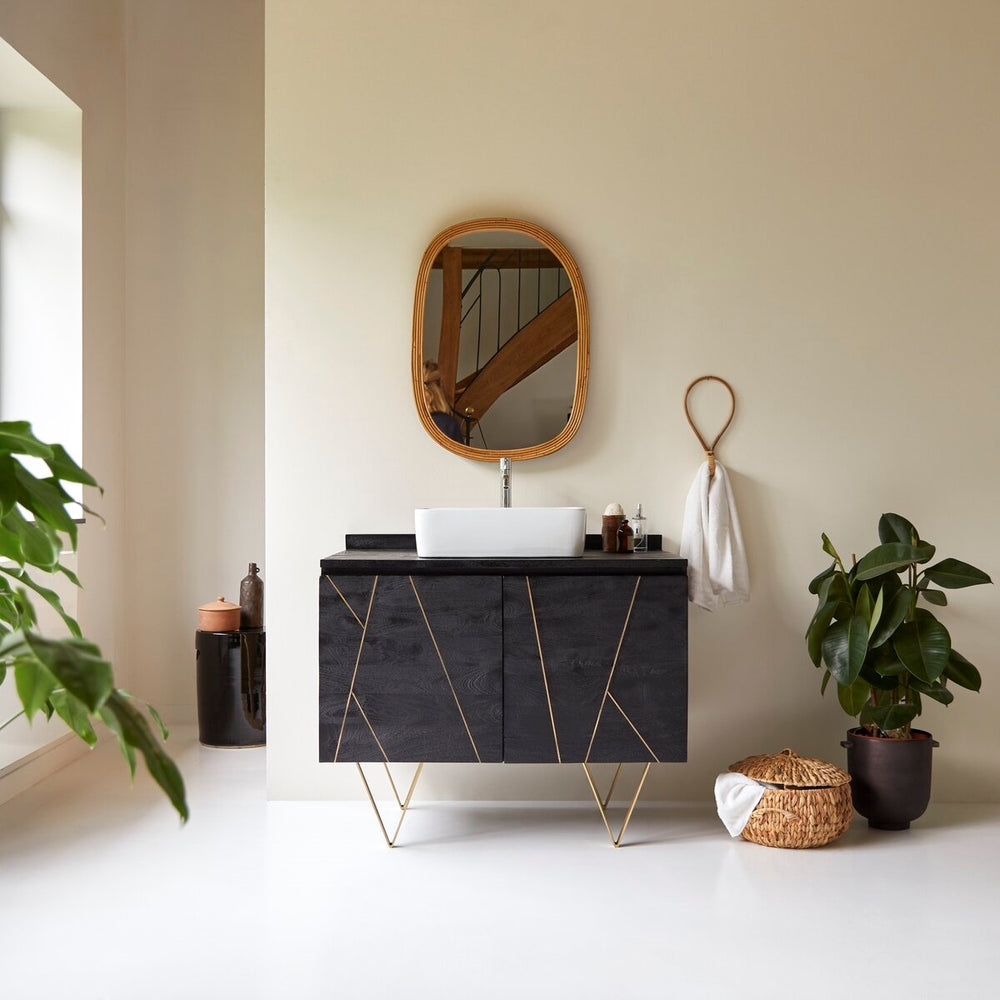 Toriri Solid Mango Wood Chest Of Drawers In Rustic Black Finish