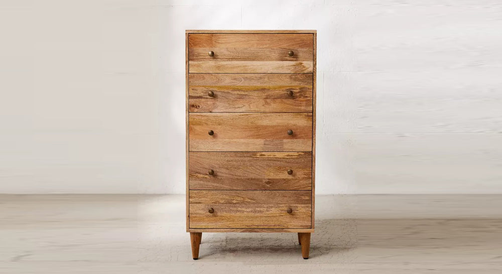 Twain Solid Wood Chest Of 5 Drawers In Matte Finish