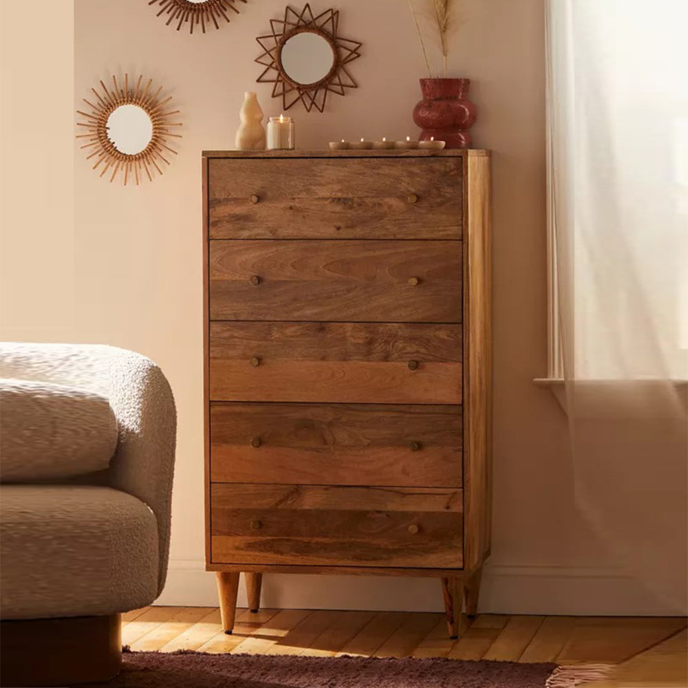 Twain Solid Wood Chest Of 5 Drawers In Matte Finish