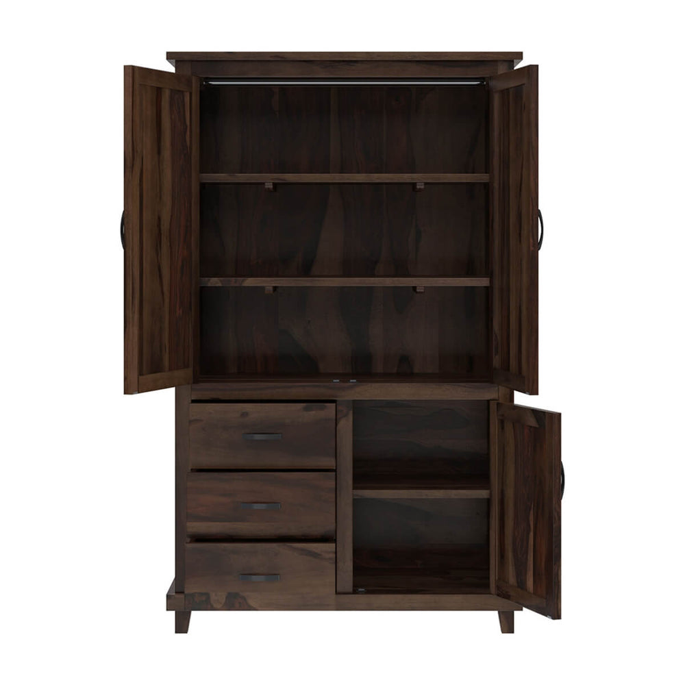 Claire Solid Sheesham Wood 3 Door Wardrobe In Provincial Teak Finish