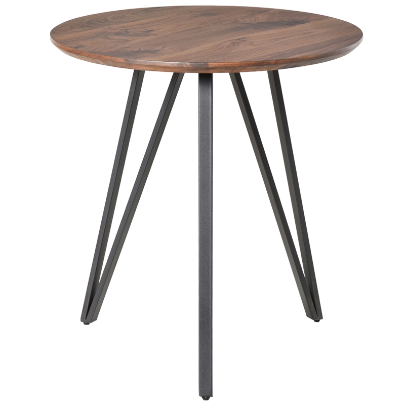 Multipurpose industrial style round table in black metal wood for ...