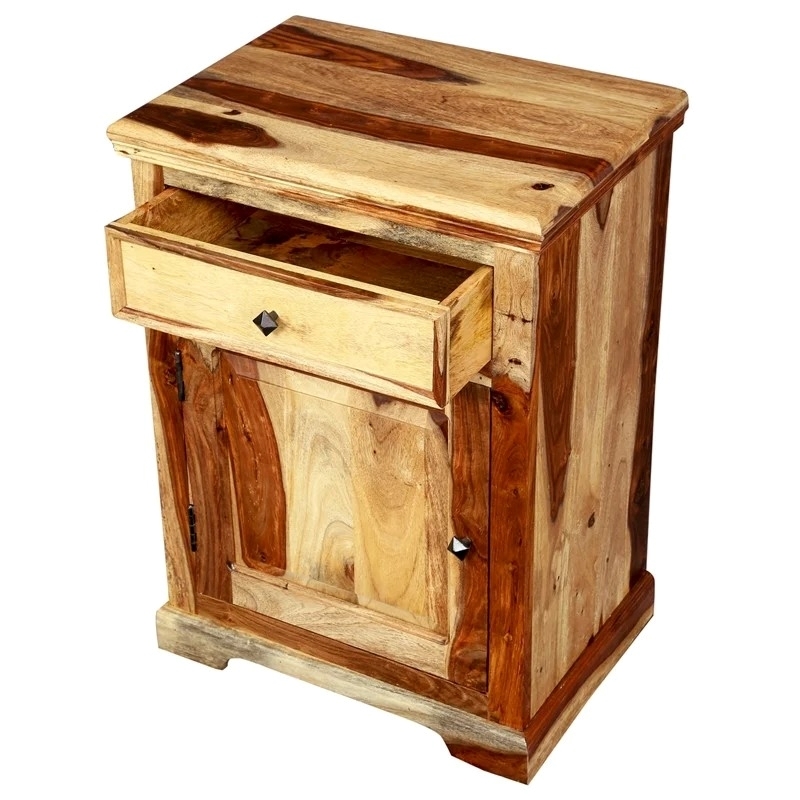 Porter Designs Taos Solid Sheesham Wood Nightstand with Drawer and Door ...