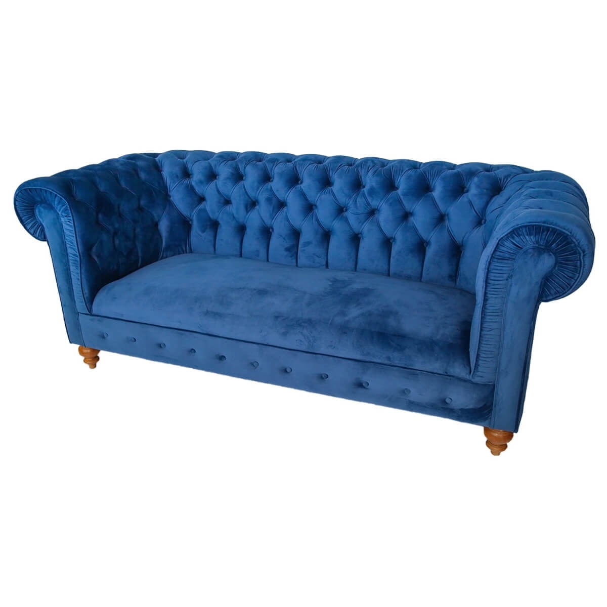 Solid Wood Living Room Blue Velvet SofaWooden FurnitureFurniture