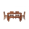Picture of Parker Rosewood 6 Seater Dining Table With Set Of 4 Chairs And 1 Bench In Honey Oak Finish