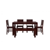 Picture of Parker Rosewood 6 Seater Dining Table With Set Of 4 Chairs And 1 Bench In Honey Oak Finish