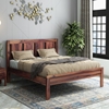 Picture of Plane Solid Wood King Size Bed In Teak Finish