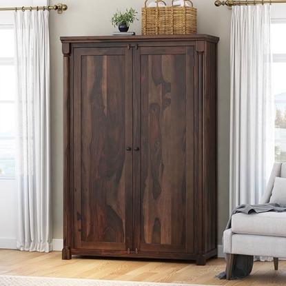 Picture of Claire Solid Sheesham Wood 2 Door Wardrobe In Provincial Teak Finish