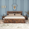 Picture of Diamond Solid Wood Queen Size Box Storage Bed In Provincial Teak Finish