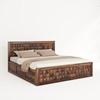 Picture of Diamond Solid Wood Queen Size Box Storage Bed In Provincial Teak Finish