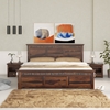 Picture of Madhvi Solid Wood Queen Size Drawer Storage Bed In Provincial Teak Finish