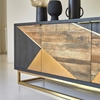 Picture of Poulain Solid Mango Wood Sideboard with 3 Door In Walnut Finish
