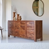 Picture of Rossen Solid Sheesham Wood Sideboard with 2 Door 8 Drawer in Provincial Teak Finish