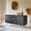 Picture of Calico Solid Mango Wood Sideboard with 3 Door in Rustc Black Finish